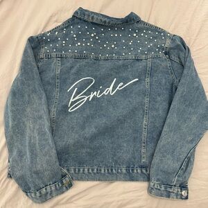 Denim 'Bride' Jacket with Pearl Accents